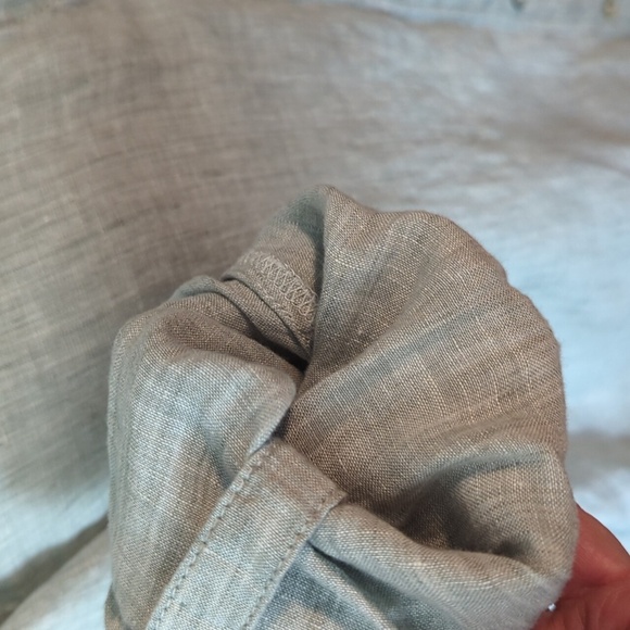 100% Linen Tunic Sage Lagenlook Oversized  Button-Up Shirt Roll Up Sleeves Sz 3x - Picture 6 of 9